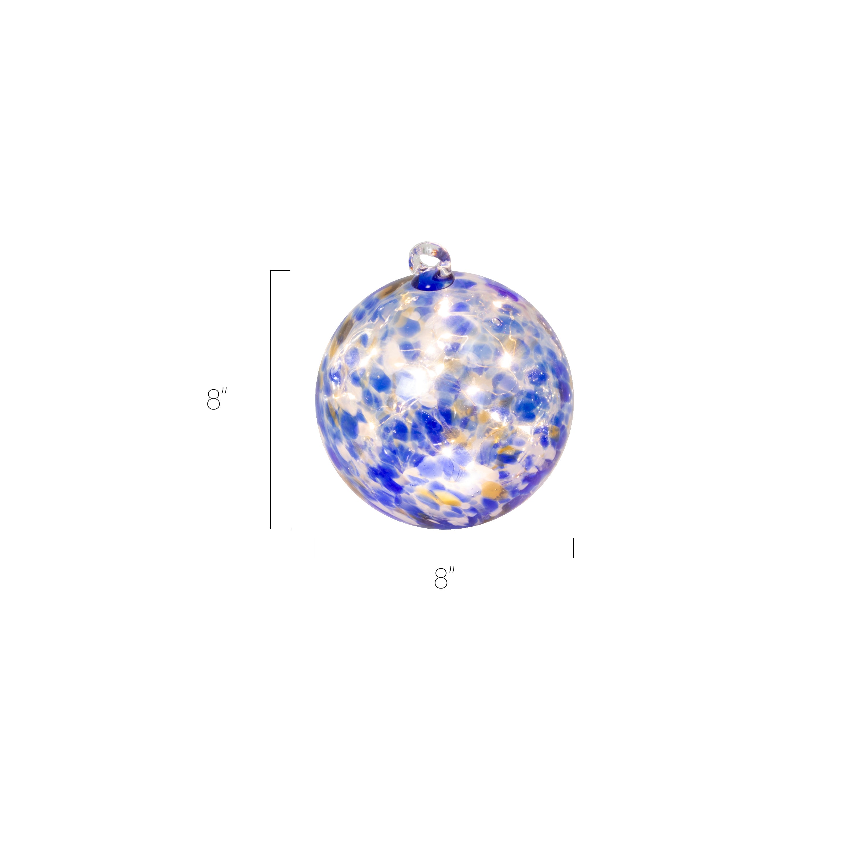 8 Inch Blue Elegant Illuminating Hand Blown Glass Sphere